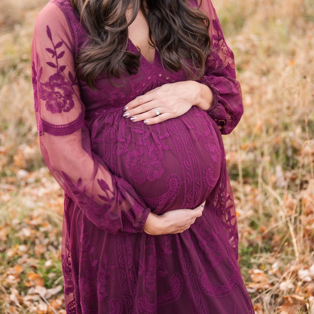 Elegant Purple Lace Maternity Dress